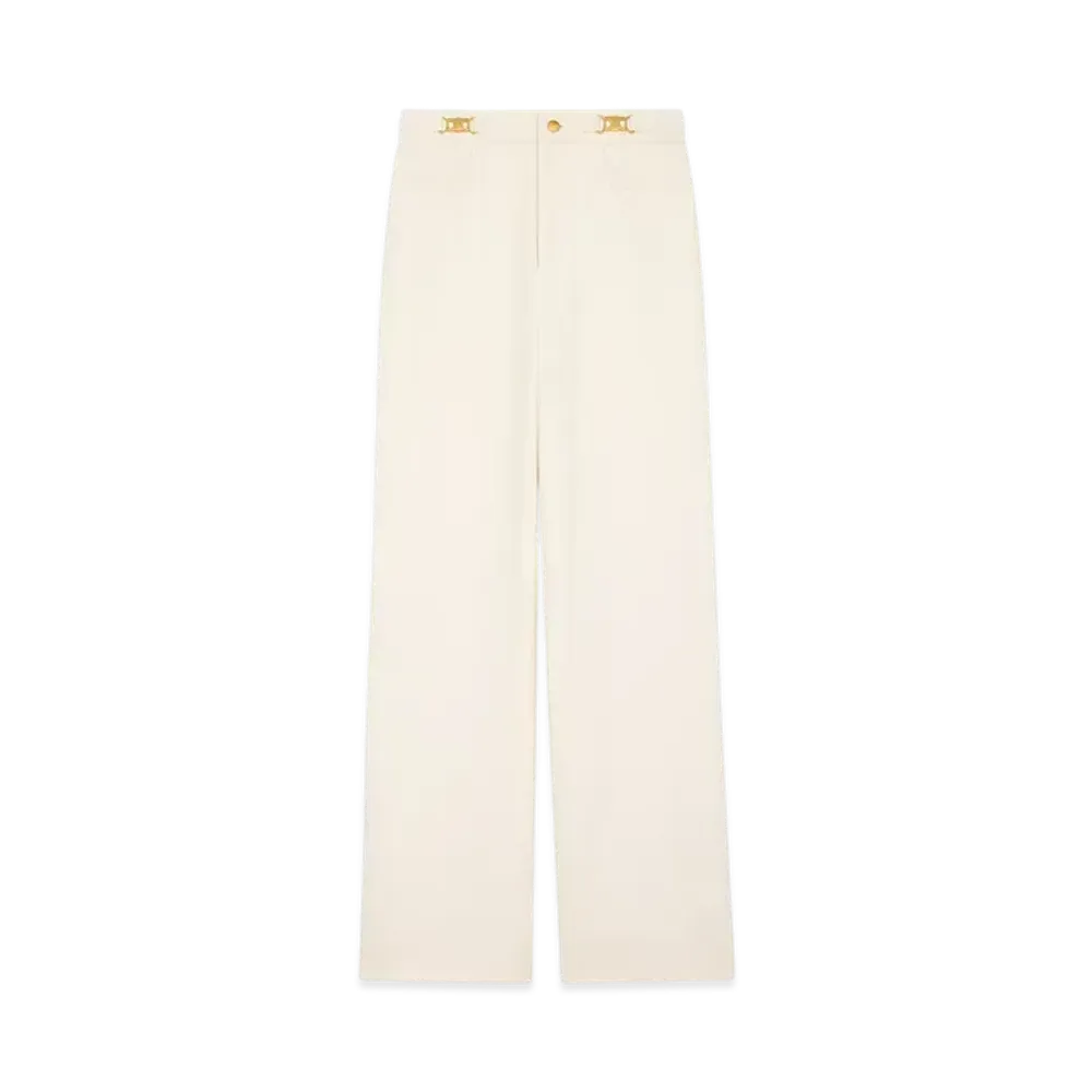 CELINE Women's Triomphe Pants in Cotton Drill "Off White"