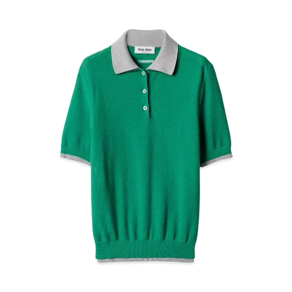 MIUMIU Women's Cotton Polo Shirt "Green"