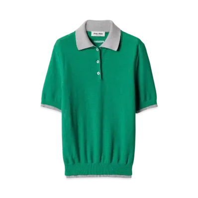 MIUMIU Women's Cotton Polo Shirt "Green"