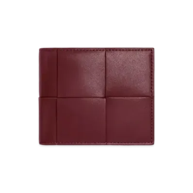 Bottega Veneta Casette Maxi Intrecciato Calfskin Bi-fold Wallet With Coin Purse "Barolo"