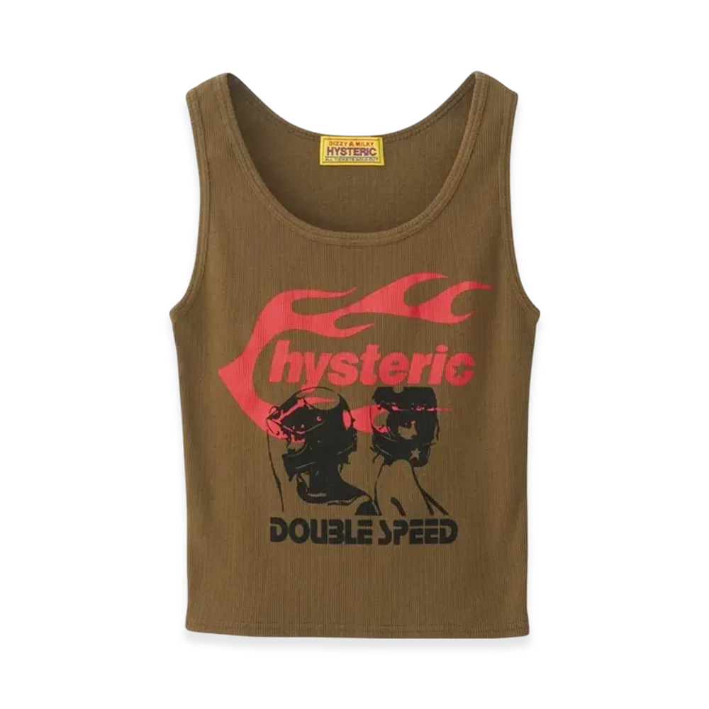 HYSTERIC GLAMOUR Hysteric Flame on Tank Top "Khaki"