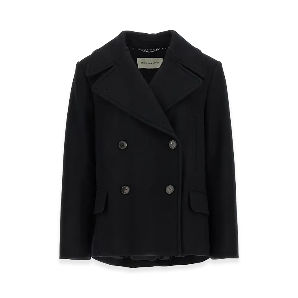 DRIES VAN NOTEN Women's 'Vafel' Coat "Black"