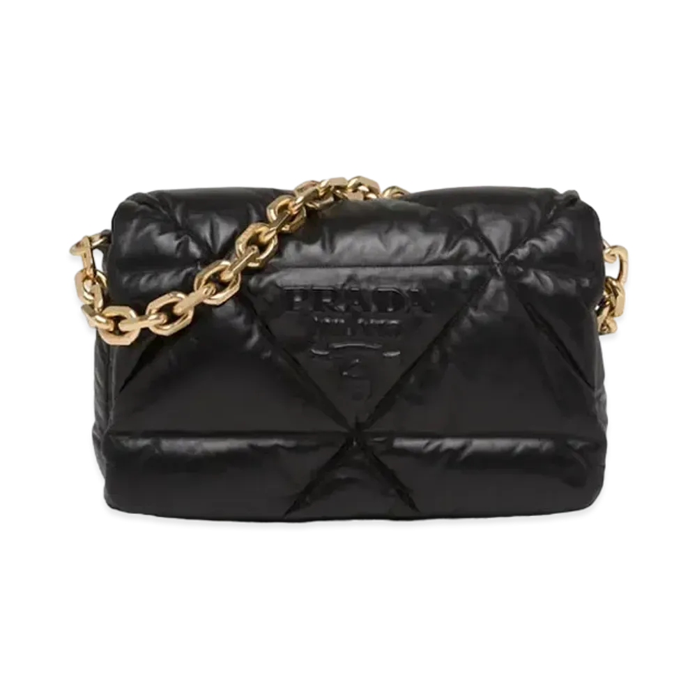 PRADA Padded Nappa Leather Shoulder Bag "Black"