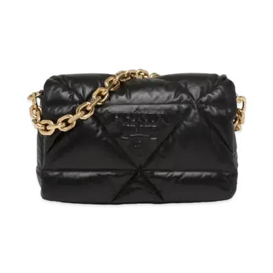 PRADA Padded Nappa Leather Shoulder Bag "Black"