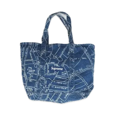 Supreme Gonz Map Denim Tote "Blue"
