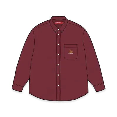 Supreme Loose Fit Flannel Oxford Shirt "Burgundy" (26FW)