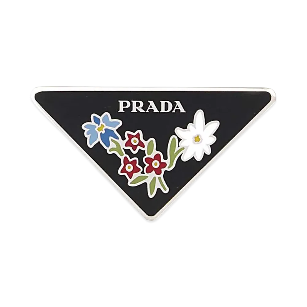 PRADA Women's Printed Metal Pin "Silver"