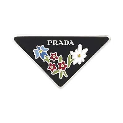 PRADA Women's Printed Metal Pin "Silver"