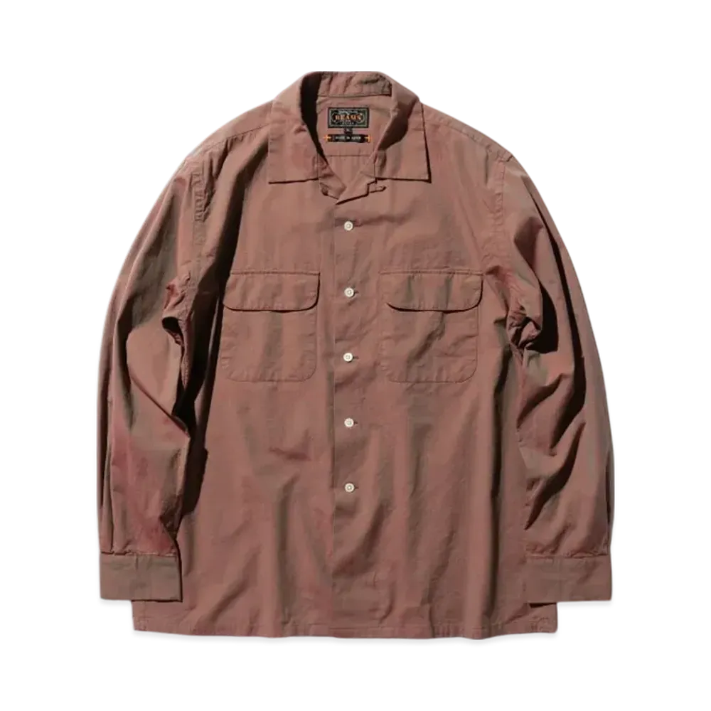 BEAMS Open Collar Slab Chambray "Red"