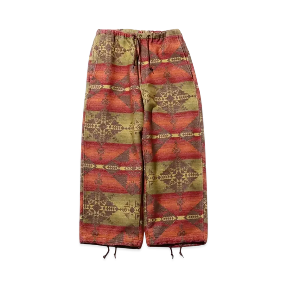 BEAMS MIL Easy Pants Cotton Blanket Jacquard Shaggy "Orange"