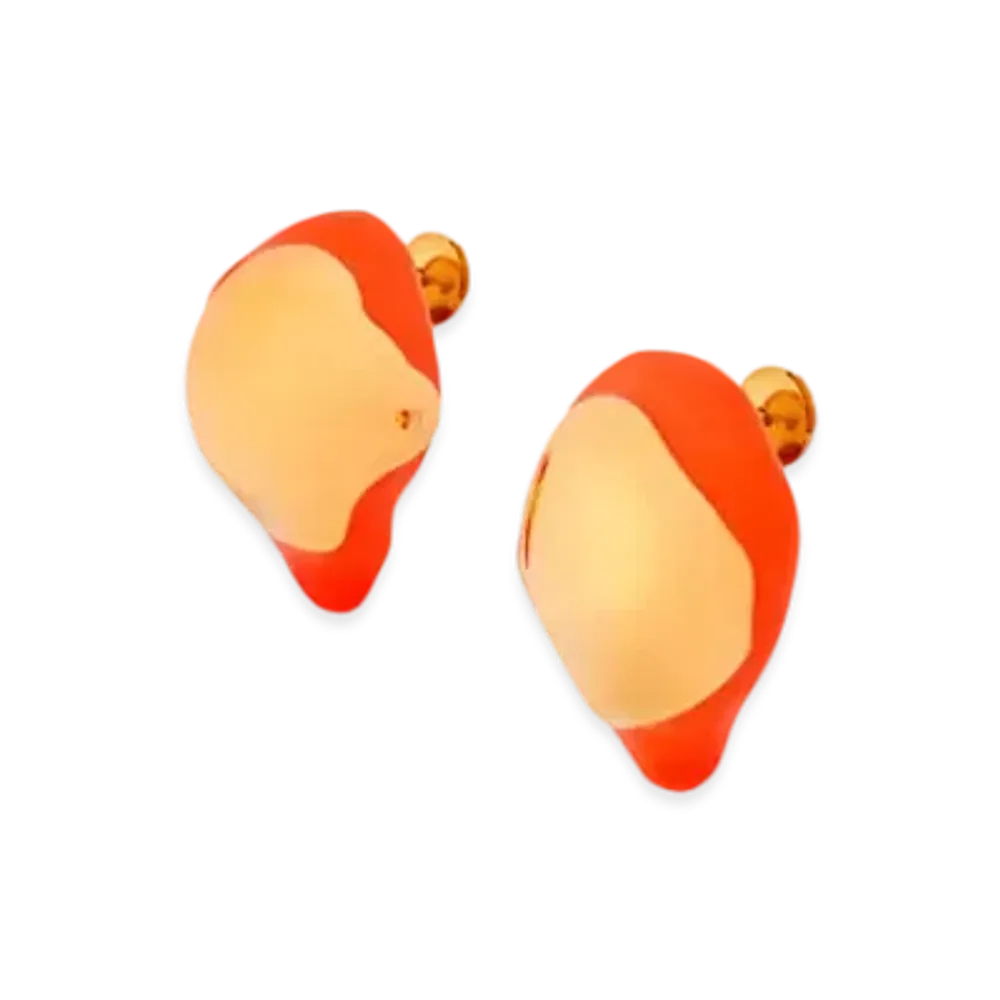 LOEWE x Lynda Benglis Foam Drip Earrings in Sterling Silver and Enamel "Gold/Red"