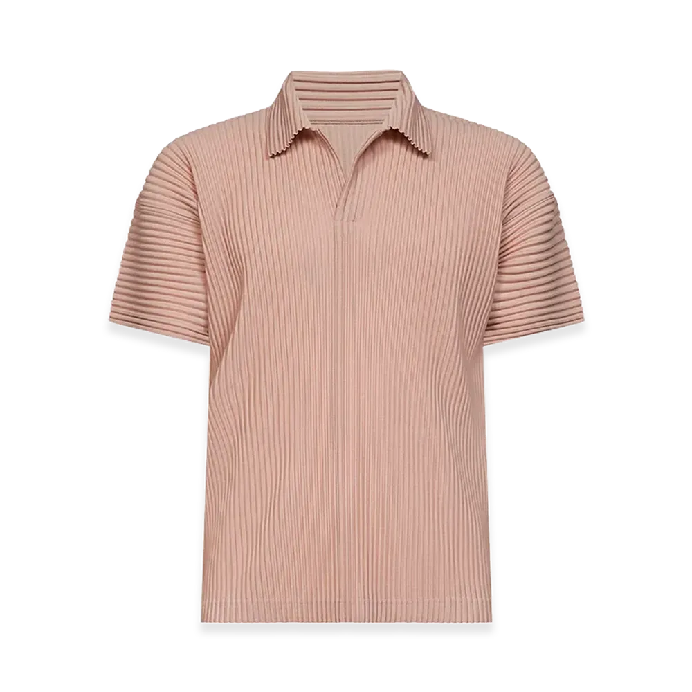 HOMME PLISSE ISSEY MIYAKE Pleated Polo Shirt "Natural Wine Red"