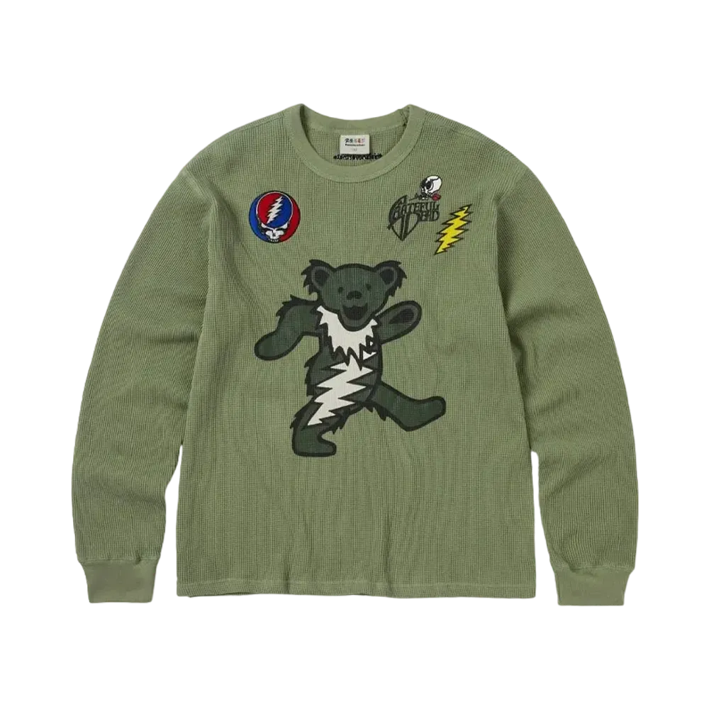 thisisneverthat x Grateful Dead Peace Bears Waffle L/S Top "Light Green"