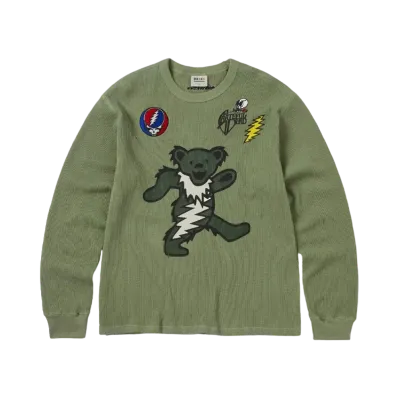 thisisneverthat x Grateful Dead Peace Bears Waffle L/S Top "Light Green"