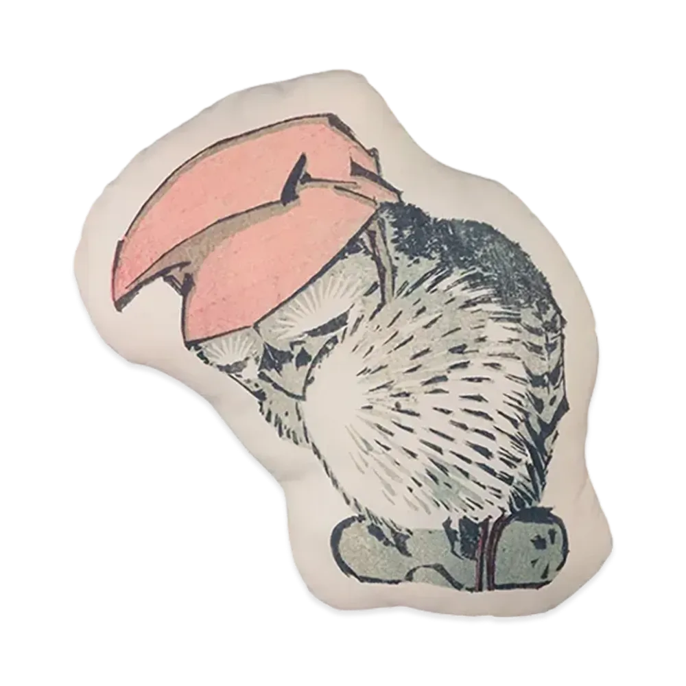 BANDAI "Ichiban Kuji" -Katsushika Hokusai- D Prize Hokusai Manga Animal Mini Cushion Owl
