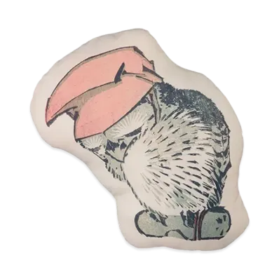 BANDAI "Ichiban Kuji" -Katsushika Hokusai- D Prize Hokusai Manga Animal Mini Cushion Owl