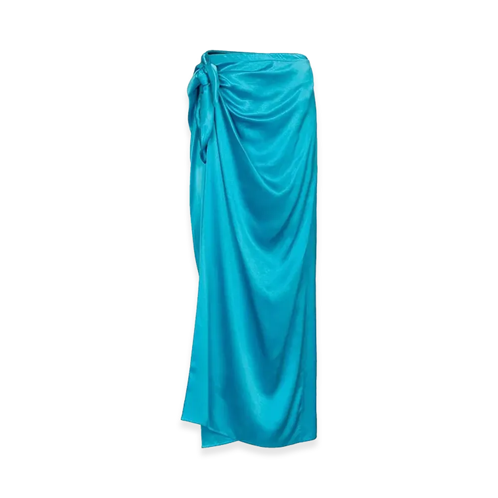 BALENCIAGA Women's Silk Easywrap Skirt "Blue"