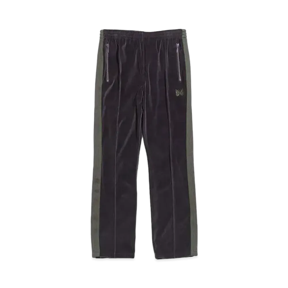 Needles NARROW TRACK PANT - C/PE VELOUR "Egg Plant"