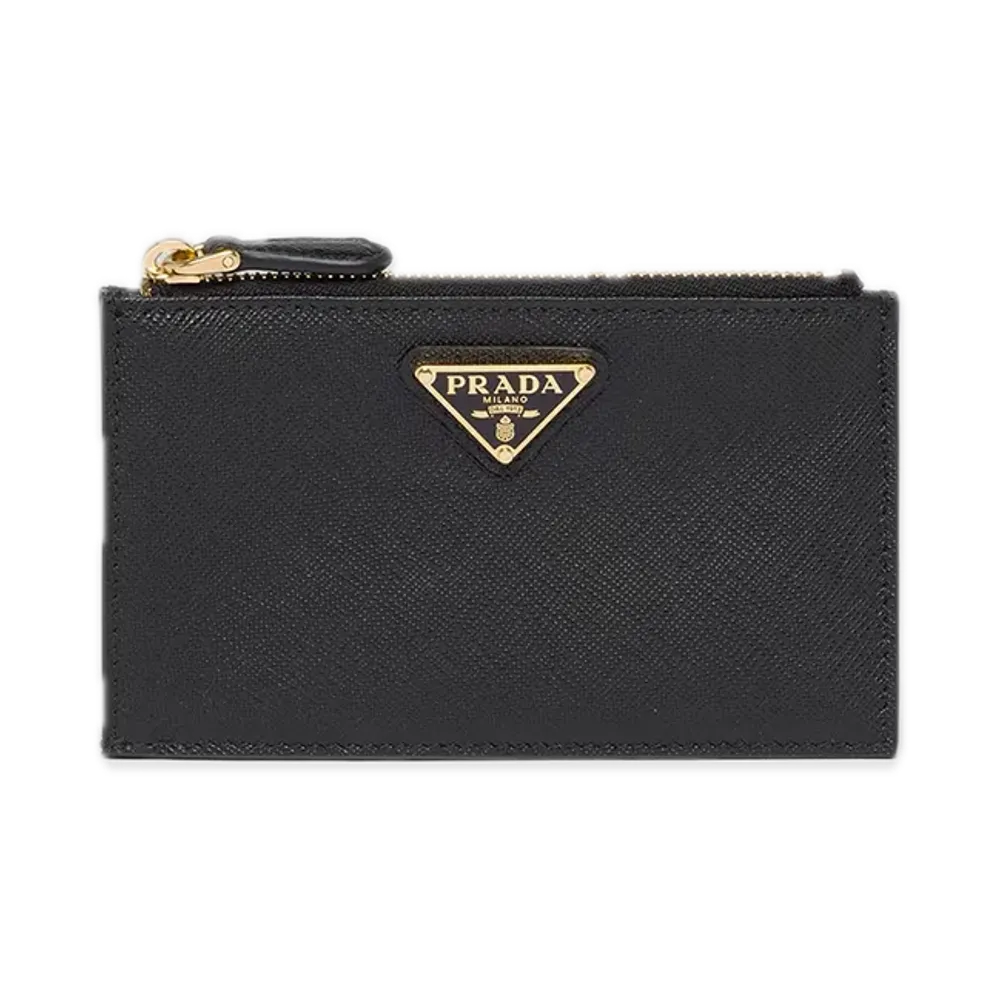 PRADA Saffiano Triangle Card Case "Black"