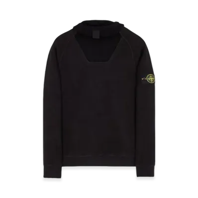 Stone Island 61054 Garment Dyed Gauzed Cotton Nylon Fleece Hooded Sweatshirt - 23FW "Black"