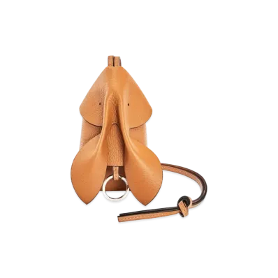 LOEWE Bunny Key Cardholder In Grained Calfskin "Light Caramel"