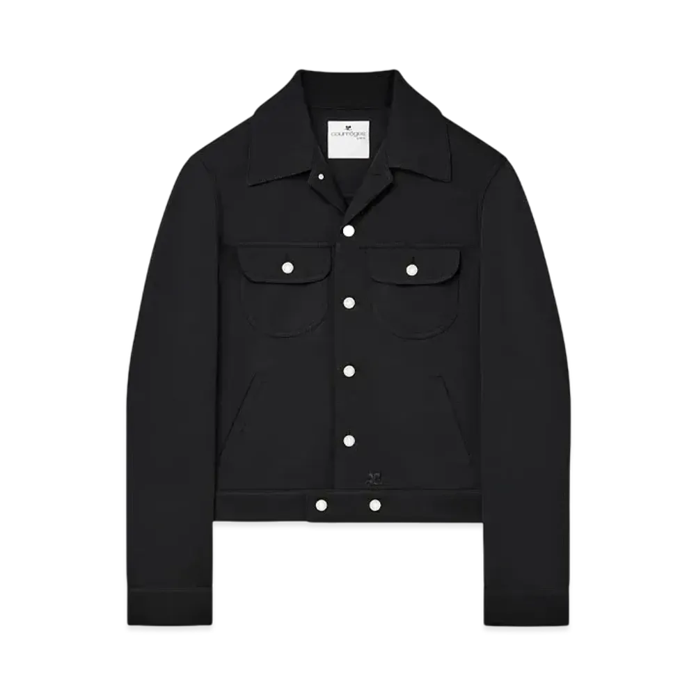 Courreges Men's Twill Trucker Jacket "Black"