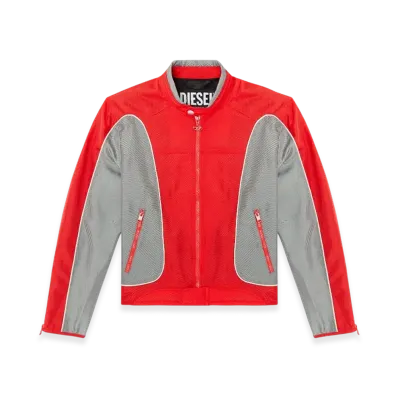 Diesel J-Blink-A Color-Block Biker Jacket With Piping "Red Gray"