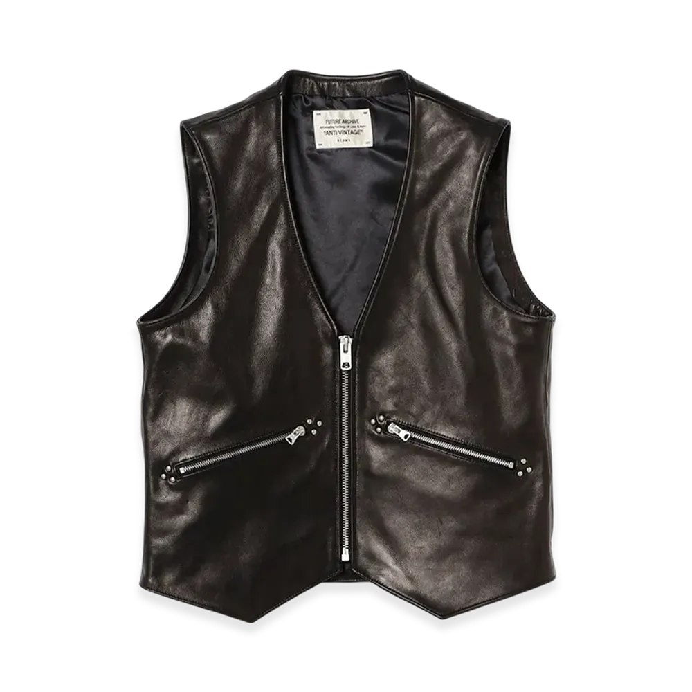 BEAMS FUTURE ARCHIVE Leather Vest "Black"