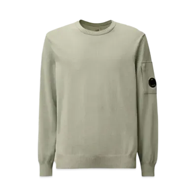 C.P. Company Cotton Crepe Crewneck Lens Knit "Blue Fox Grey"