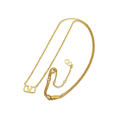 Valentino Garavani Women's V Logo Signature Necklace "Yellow Gold"