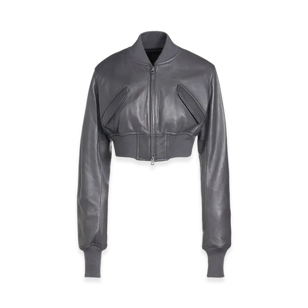 S'YTE Semi-Vegetable Tanned Sheep Leather Cropped Bomber Jacket "Gray"