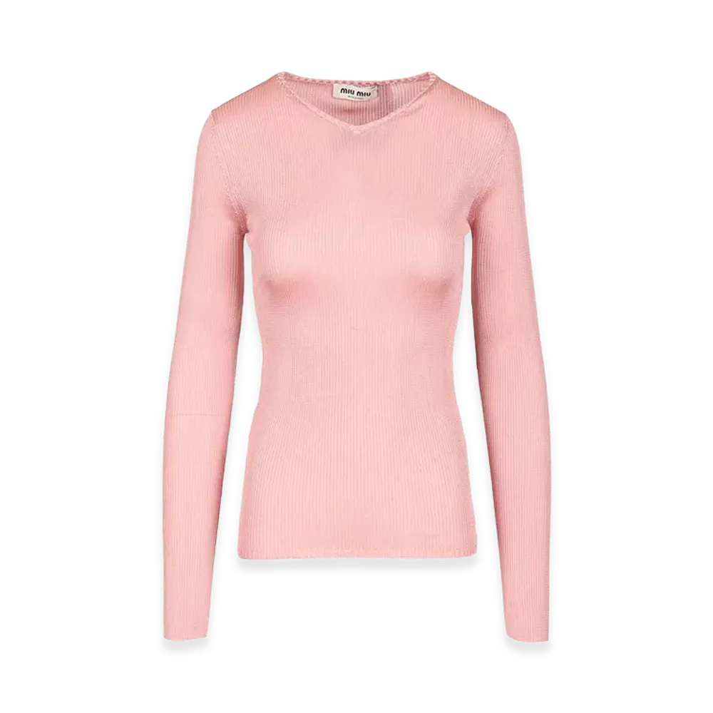 MIU MIU Women's Silk T-Shirt "Pink"