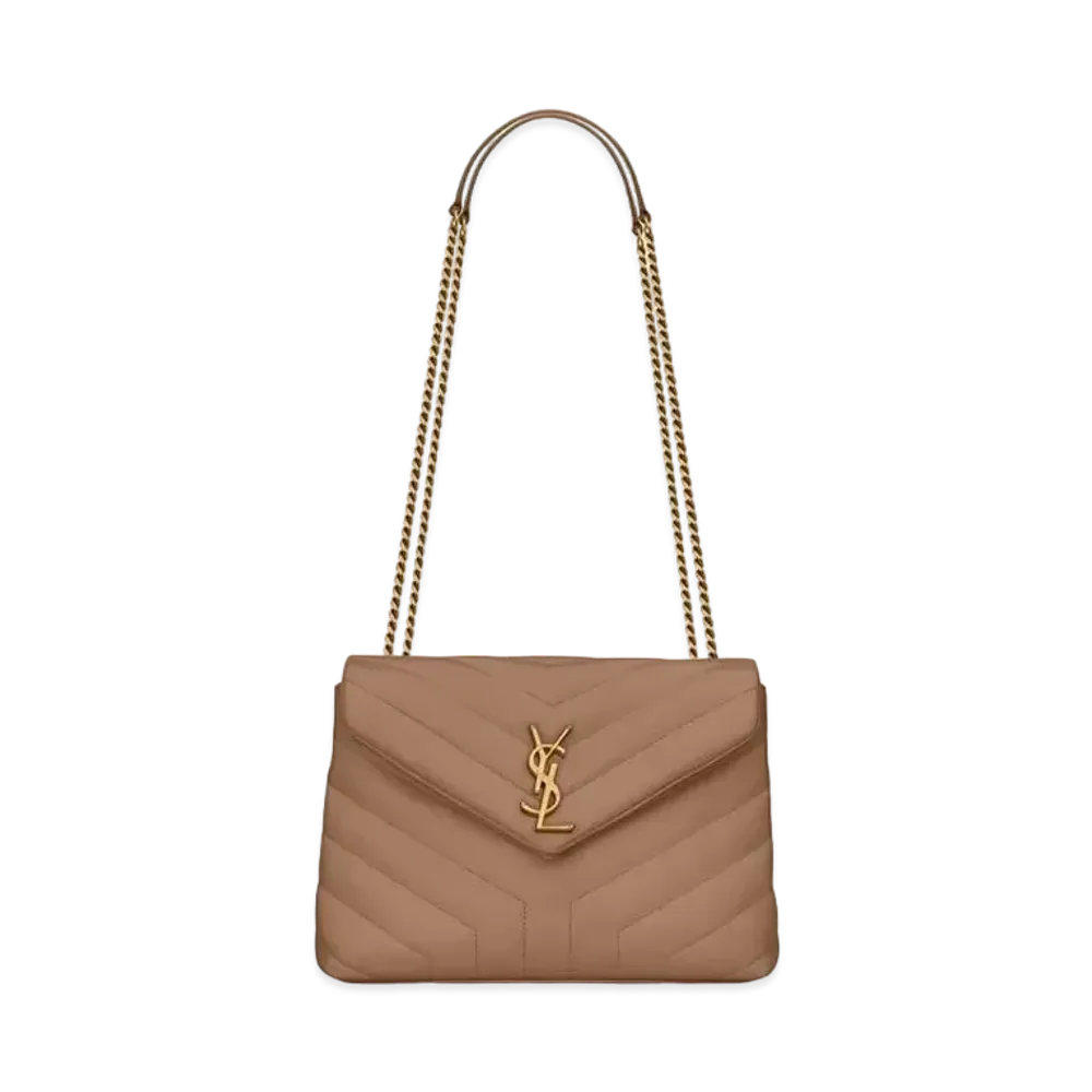 Saint Laurent Loulou Small In Matelasse Y Leather "Taupe"