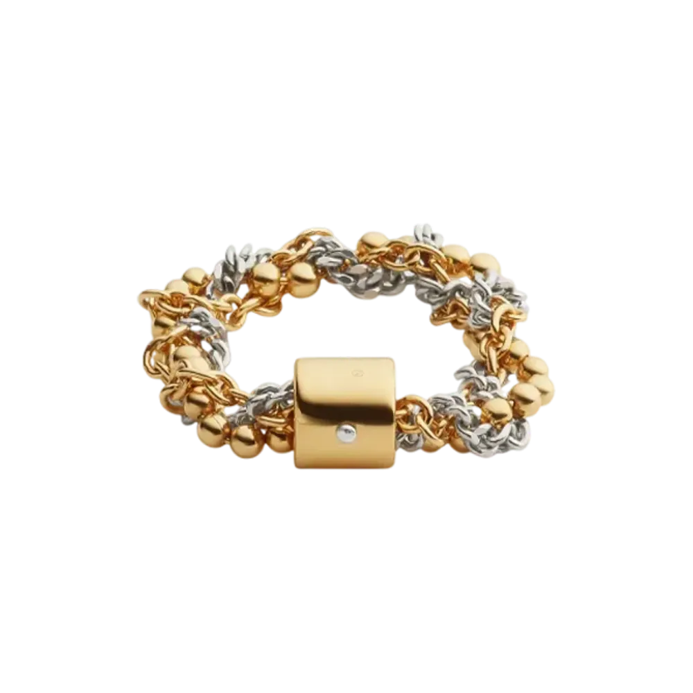 Bottega Veneta Braid Ring "Silver/Yellow Gold"