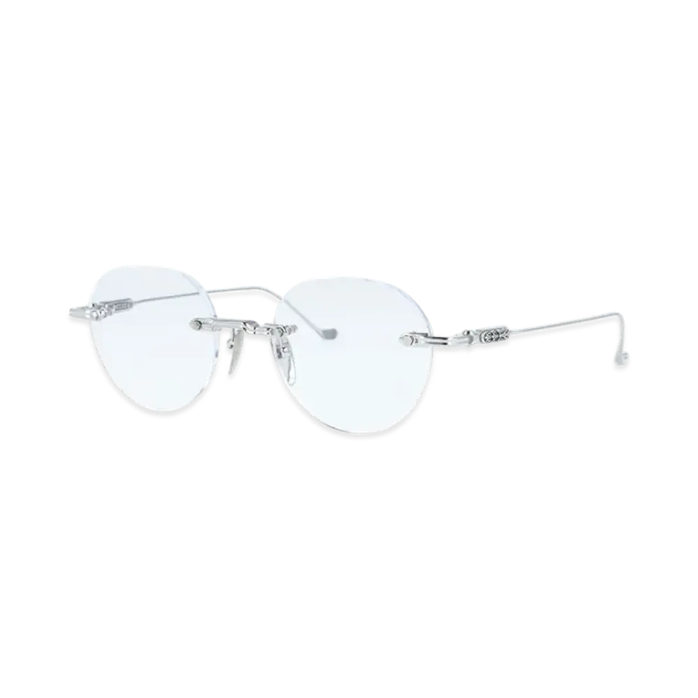 Chrome Hearts SOFFFFFFFFERS I 49 Floral Boston Rimless Two Point "Shiny Silver"