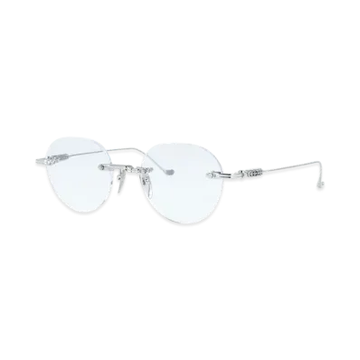 Chrome Hearts SOFFFFFFFFERS I 49 Floral Boston Rimless Two Point "Shiny Silver"
