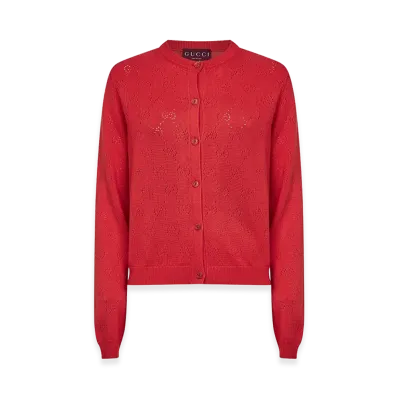 GUCCI Women's Openwork GG Cardigan "Pink"