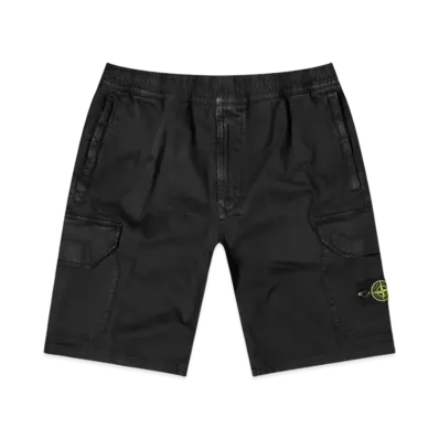 Stone Island L0804 Stretch Broken Twill Cargo Shorts Elasticated Waist- 20SS "Black"