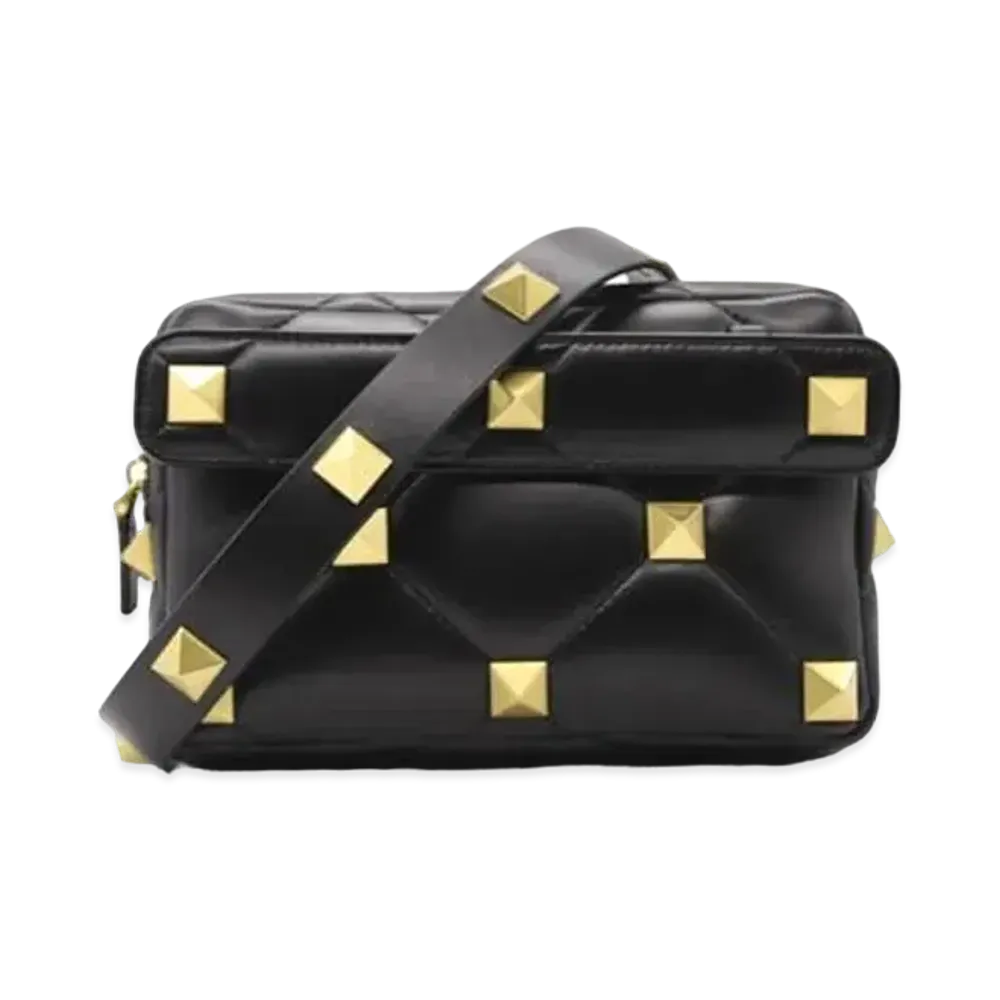 Valentino Roman Studs Nappa Leather Crossbody Bag "Black"