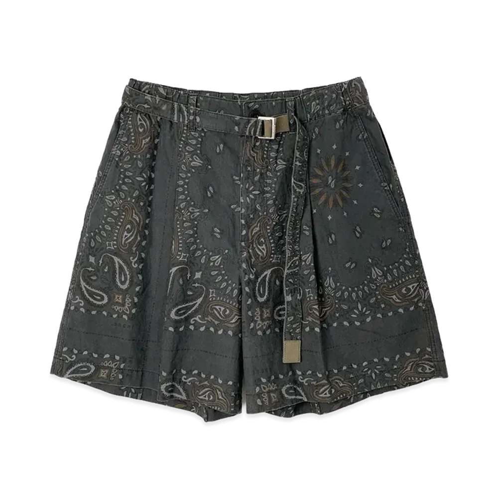 sacai Bandana Print Shorts "Charcoal"