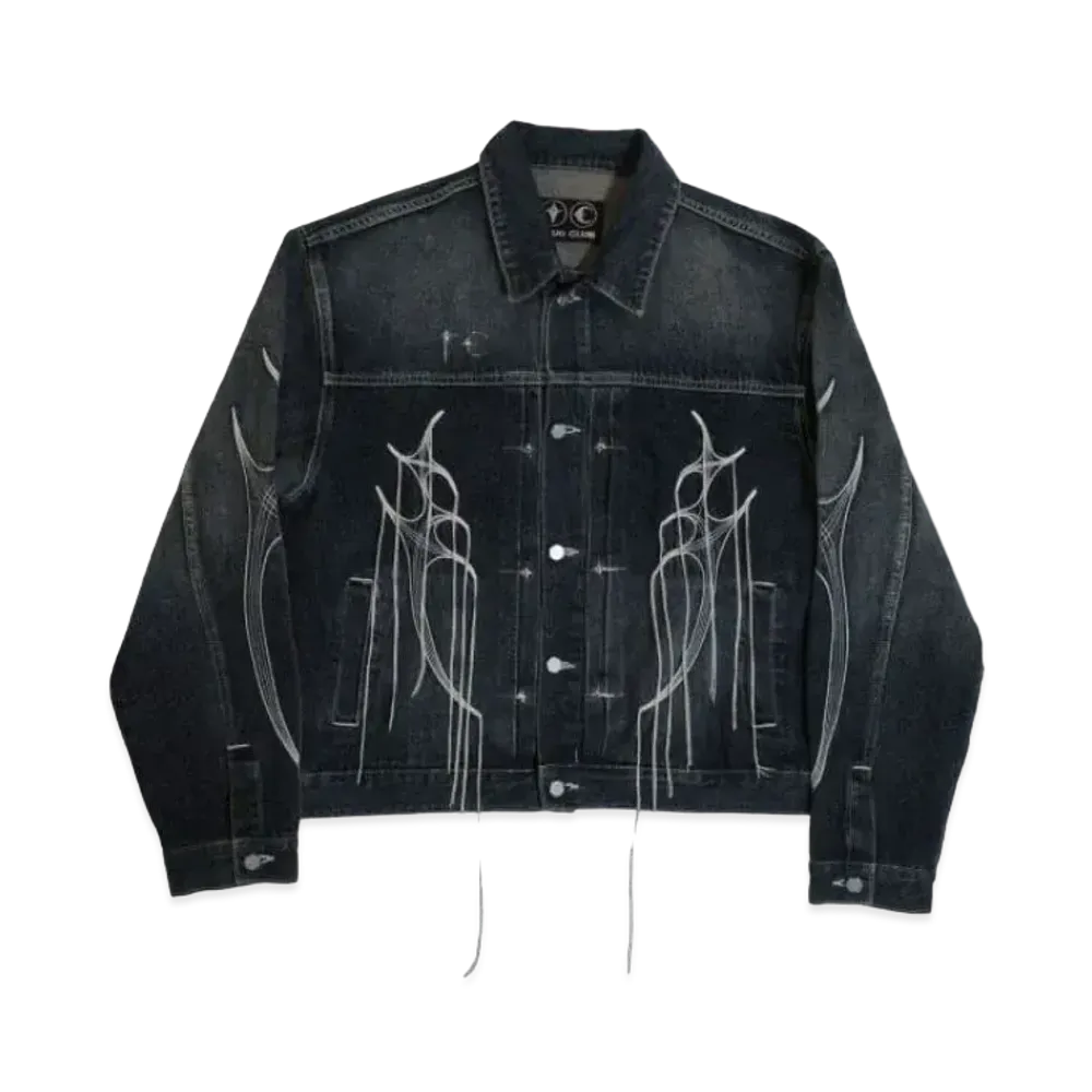 THUG CLUB Tribal Tree Denim Jacket "Blue"