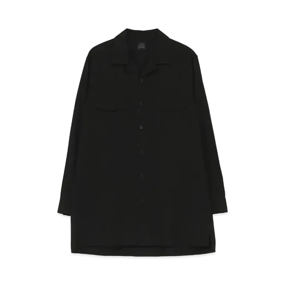 Yohji Yamamoto Pour Homme COSTUME D'HOMME 4 DIMENSION CUTTING MOTION OPEN COLLAR SHIRT "Black"