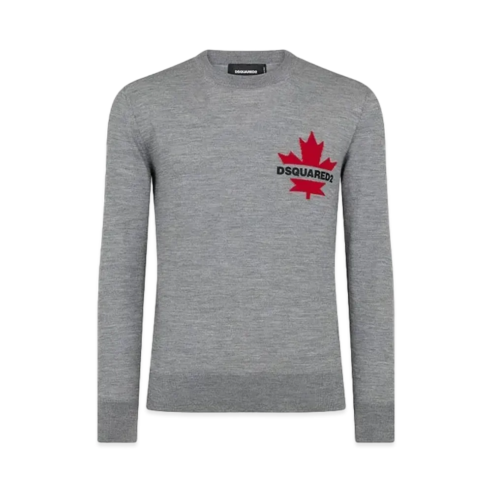 Dsquared2 Intarsia Knit Crewneck Pullover "Gray"