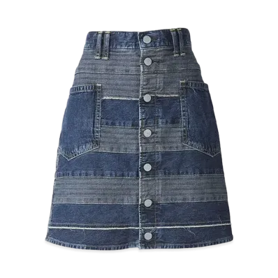 HYSTERIC GLAMOUR Scratch A-Line Denim Mini Skirt "Light Indigo Blue"