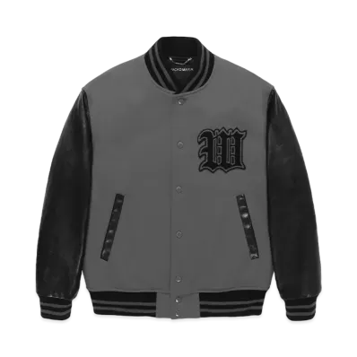 WACKO MARIA Leather Varsity Jacket "Gray"