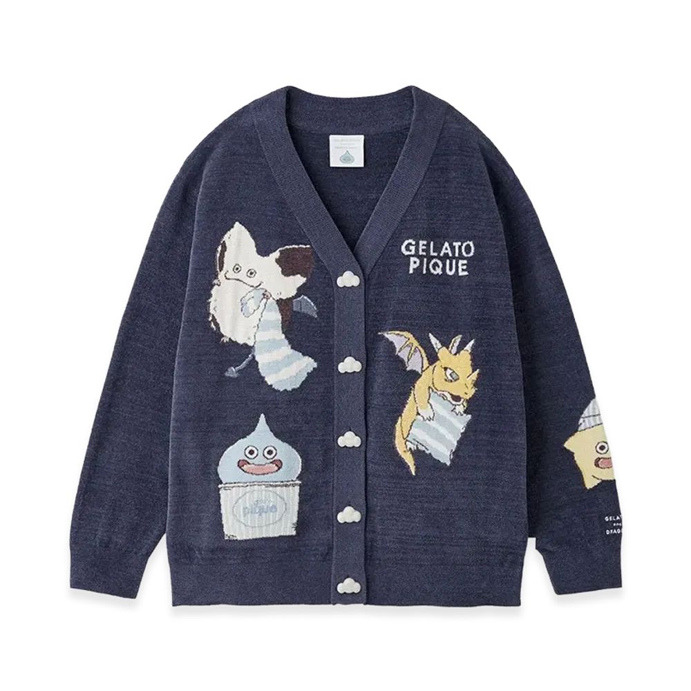 GELATO PIQUE x DRAGON QUEST Jacquard Cardigan "Navy"