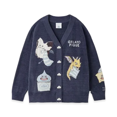GELATO PIQUE x DRAGON QUEST Jacquard Cardigan "Navy"