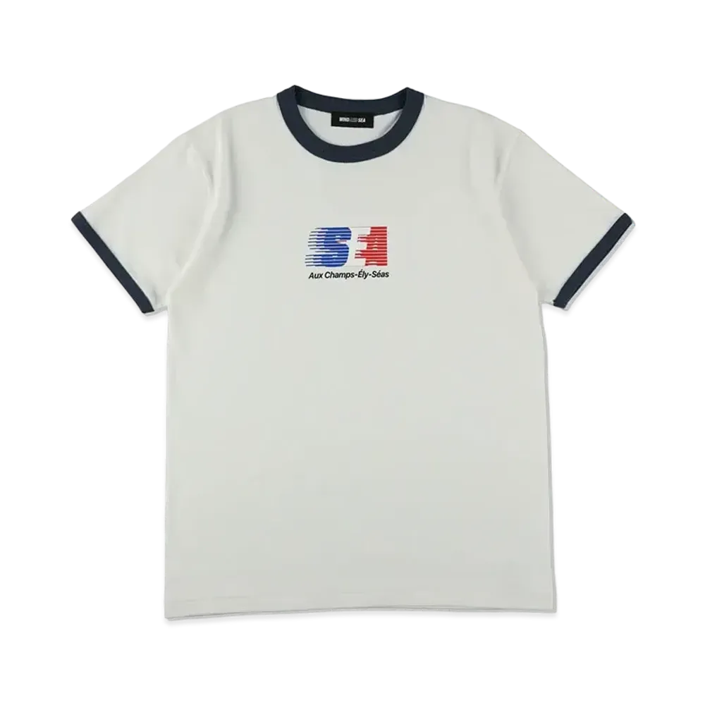 WIND AND SEA Tricolore Slide Sea Aux Champs-Ely-Seas Ringer Tee "White/Navy"
