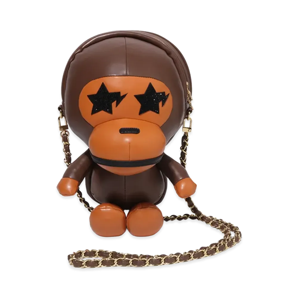 A BATHING APE Baby Milo Plush Doll Shoulder Bag "Brown"