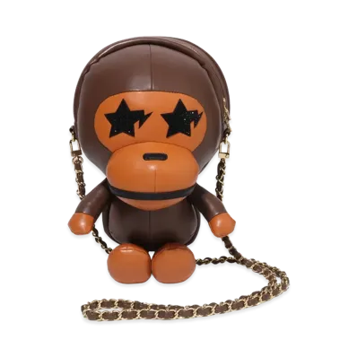A BATHING APE Baby Milo Plush Doll Shoulder Bag "Brown"